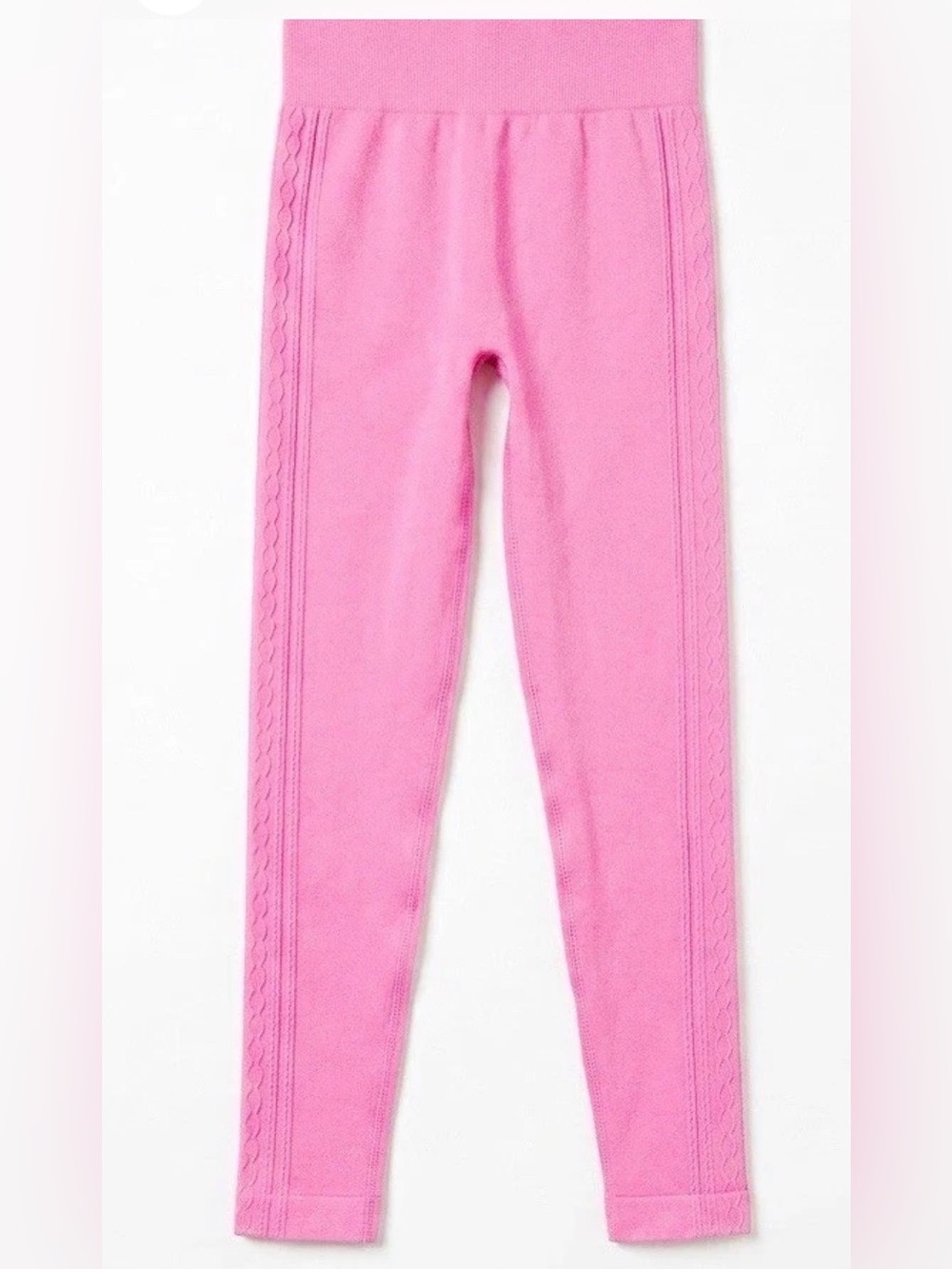 Yogalicious Hot Pink Cable-Trim Kids Leggings